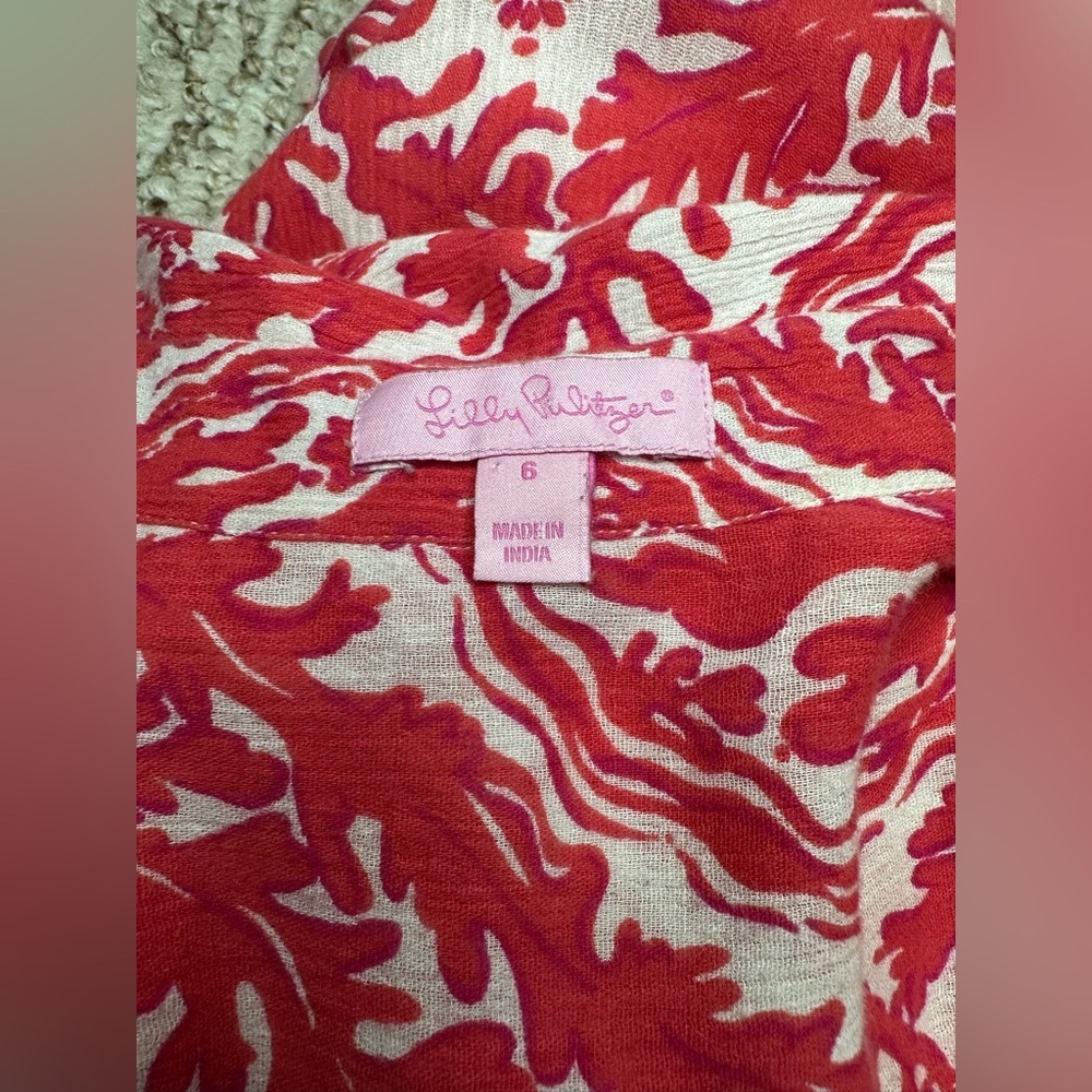 Lilly Pulitzer long Sleeve Buttoned dress Coral Reef Dress size 6 - Picture 6 of 10